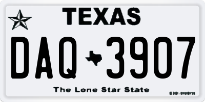 TX license plate DAQ3907