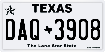 TX license plate DAQ3908