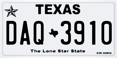 TX license plate DAQ3910