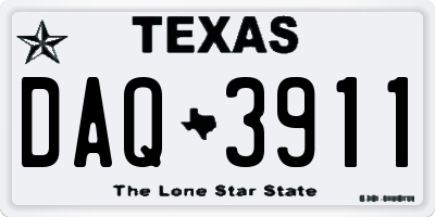 TX license plate DAQ3911