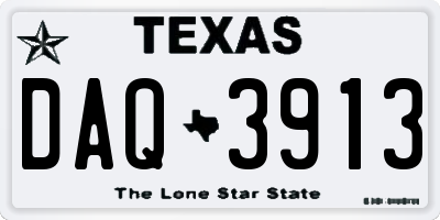 TX license plate DAQ3913