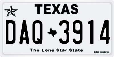 TX license plate DAQ3914