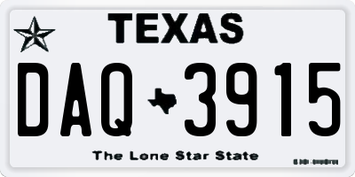TX license plate DAQ3915