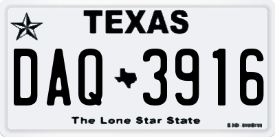 TX license plate DAQ3916