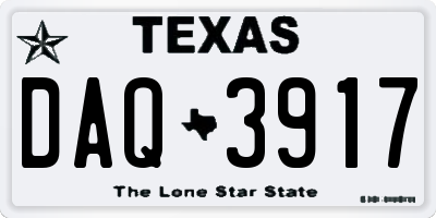 TX license plate DAQ3917