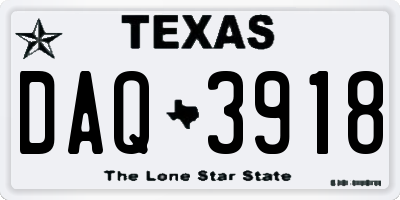 TX license plate DAQ3918