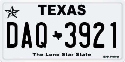 TX license plate DAQ3921
