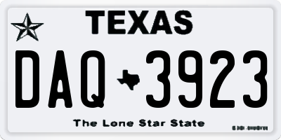 TX license plate DAQ3923