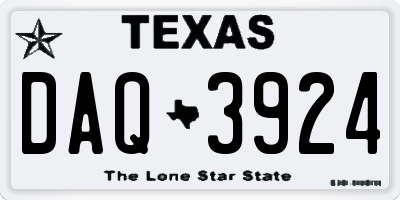 TX license plate DAQ3924