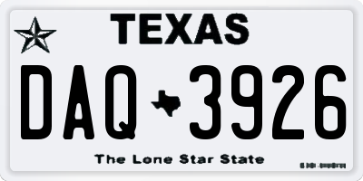 TX license plate DAQ3926