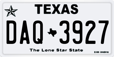 TX license plate DAQ3927