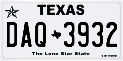 TX license plate DAQ3932