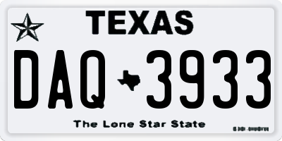 TX license plate DAQ3933