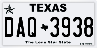 TX license plate DAQ3938