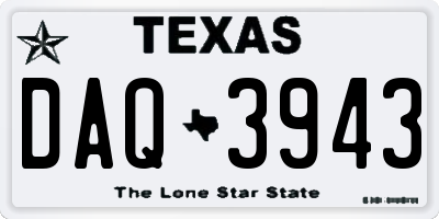 TX license plate DAQ3943
