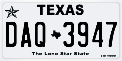 TX license plate DAQ3947