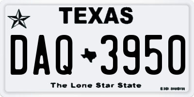 TX license plate DAQ3950