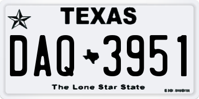 TX license plate DAQ3951