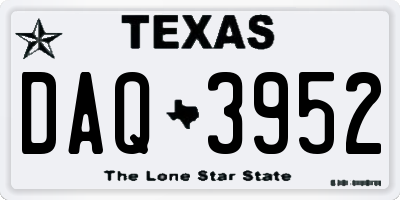 TX license plate DAQ3952