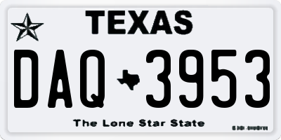 TX license plate DAQ3953