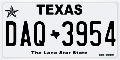 TX license plate DAQ3954
