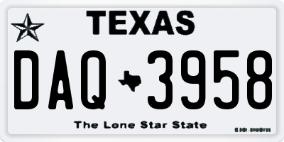 TX license plate DAQ3958