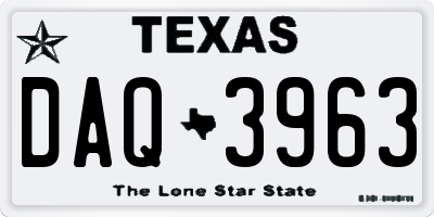 TX license plate DAQ3963