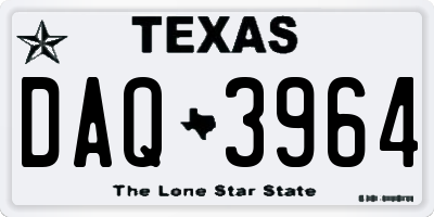 TX license plate DAQ3964