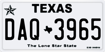TX license plate DAQ3965