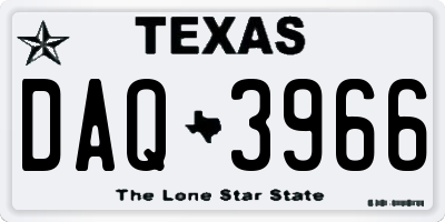 TX license plate DAQ3966