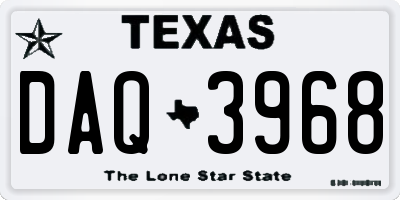 TX license plate DAQ3968