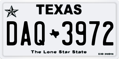 TX license plate DAQ3972