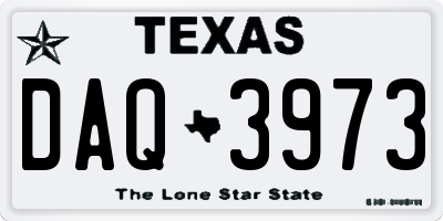 TX license plate DAQ3973