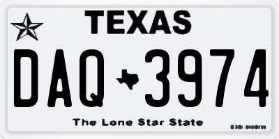 TX license plate DAQ3974