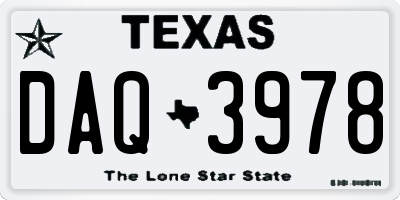 TX license plate DAQ3978