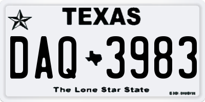 TX license plate DAQ3983