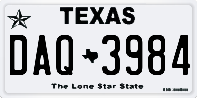 TX license plate DAQ3984