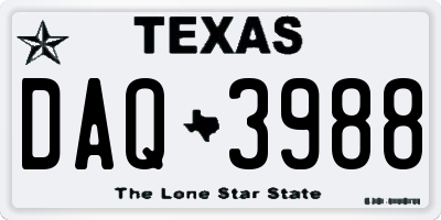 TX license plate DAQ3988