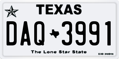 TX license plate DAQ3991