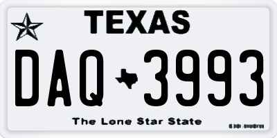 TX license plate DAQ3993