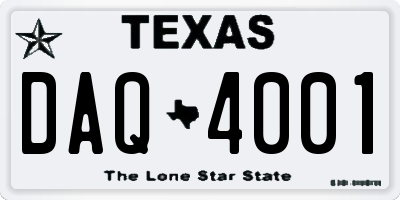 TX license plate DAQ4001