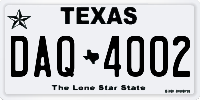 TX license plate DAQ4002