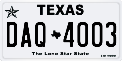 TX license plate DAQ4003