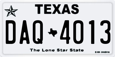 TX license plate DAQ4013