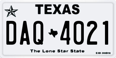 TX license plate DAQ4021