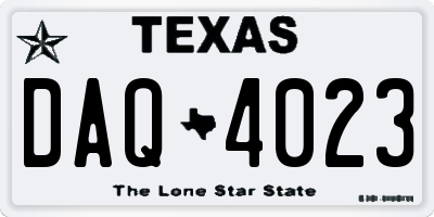TX license plate DAQ4023