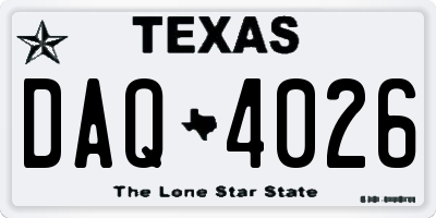 TX license plate DAQ4026