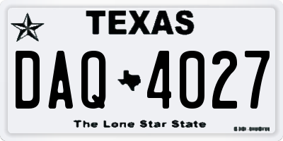 TX license plate DAQ4027
