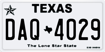 TX license plate DAQ4029