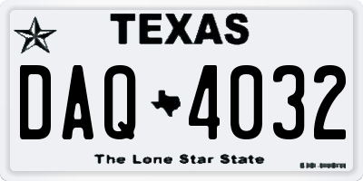 TX license plate DAQ4032